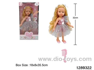 32cm girl doll with comb accessories in window box