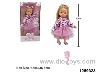 32cm girl doll with comb accessories in window box