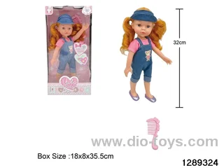 32cm girl doll with comb accessories in window box