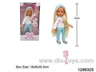 32cm girl doll with comb accessories in window box
