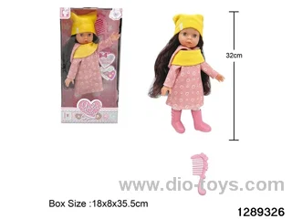 32cm girl doll with comb accessories in window box