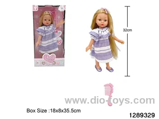 32cm girl doll with comb accessories in window box