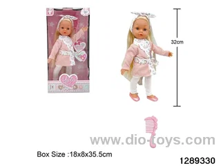 32cm girl doll with comb accessories in window box