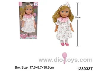 35cm girl doll with comb accessories in window box