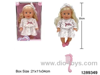 35cm girl doll with comb accessories in window box