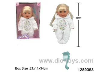 35cm girl doll with comb accessories in window box