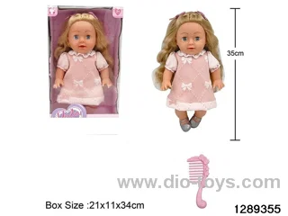 35cm girl doll with comb accessories in window box