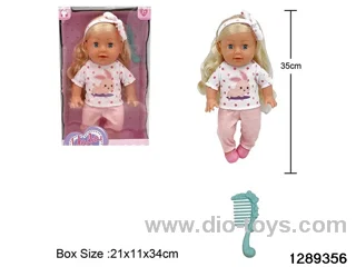35cm girl doll with comb accessories in window box