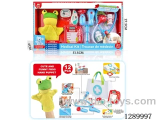 Doctor Hand Puppet Set with Cloth Storage Bag (W L/M, included battery)