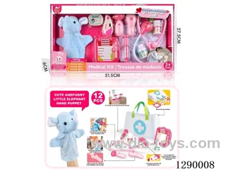 Doctor Hand Puppet Set with Cloth Storage Bag (W L/M, included battery)
