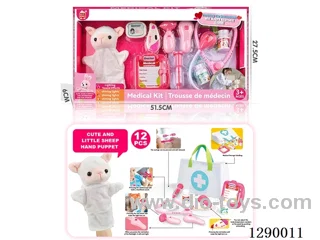 Doctor Hand Puppet Set with Cloth Storage Bag (W L/M, included battery)