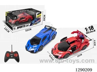 1:18 5ch rc transforming car with light not included battery