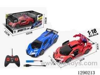1:18 5ch rc transforming car with light included battery