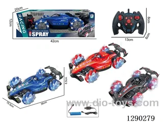 9ch 2.4G rc stunt car with spray included battery