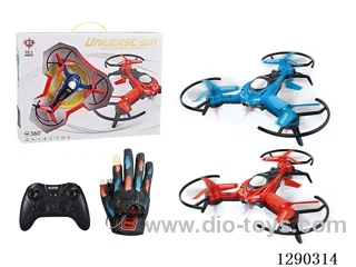 Altitude-Hold Quadcopter (with Handheld + Glove Dual Remote Controls) (Assorted Red and Blue) included battery