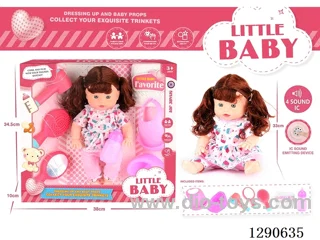 14-inch Rubber Head Blow-Molded Body Doll with Fixed Eyes