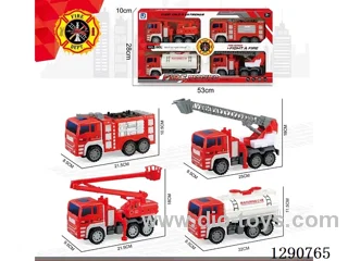 Inertia Fire Trucks, 4-PCS (Assorted)
