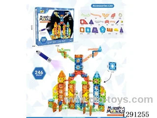Glow-in-the-Dark Geometric Magnetic Tiles 246PCS (with UV light)