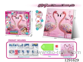 5D Rhinestone and Pearl Decorative Painting - Flamingo