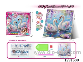 5D Rhinestone and Pearl Decorative Painting - Swan