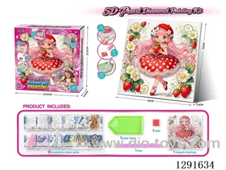 5D Rhinestone and Pearl Decorative Painting - Strawberry Girl