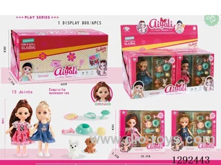 6-Inch 13-Joint Solid-Body Doll Set 6PCS