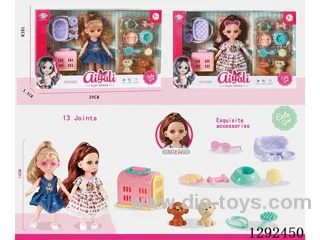 6-Inch 13-Joint Solid-Body Doll Set 2 mixed
