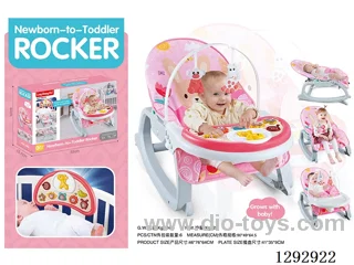 3-in-1 Musical Vibrating Baby Rocker + Feeding Tray + Crib Mobile with Electronic Piano