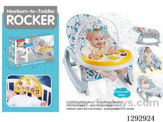 3-in-1 Musical Vibrating Baby Rocker + Feeding Tray + Crib Mobile Electronic Piano