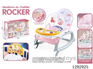 3-in-1 Musical Vibrating Baby Rocker + Feeding Tray + Crib Mobile Electronic Piano