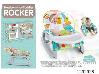 2-in-1 Musical Vibrating Baby Rocker + Feeding Tray
