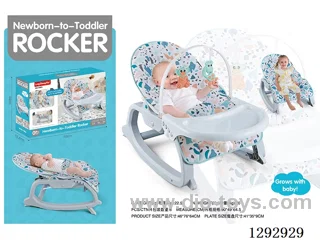 2-in-1 Musical Vibrating Baby Rocker + Feeding Tray