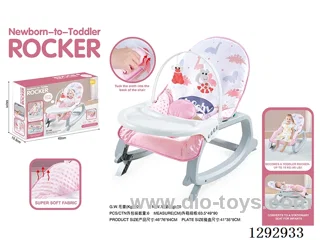 2-in-1 Musical Vibrating Baby Rocker + Feeding Tray (Ultra-Soft Material)
