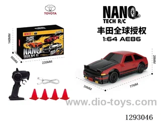 1:64 2.4G Toyota AE86 Mini Drift Car (Officially Licensed) Black and Red with Light included battery
