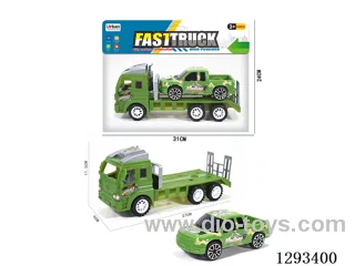 Inertia Tractor + Inertia Military-Colored Pickup Truck
