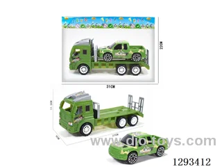 Inertial Tractor + Military-Green Pickup Truck