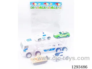 Inertia Police Tractor (includes 2 pull back + 2 free wheel cars)