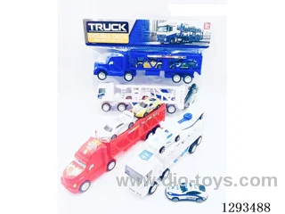 Inertia Police Tractor (white/Red/Blue) (includes 5 pull back cars )