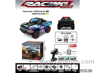 1:18 Brushless Full-Scale RC 4WD Monster Truck (Short Bed) with Lights, included battery, Purple-Blue/Green-Gold