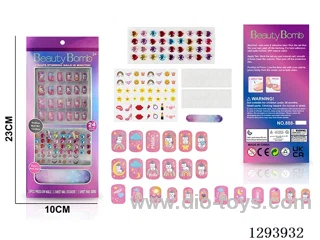UV Artificial Nail Set with Rhinestones and 3D Film