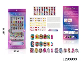 UV Artificial Nail Set with Rhinestones and 3D Film