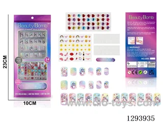 UV Artificial Nail Set with Rhinestones and 3D Film