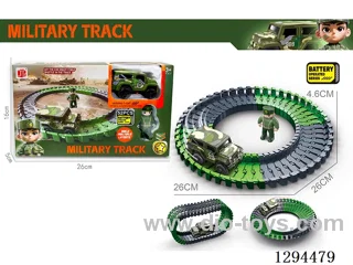 electric military track toy in window box
