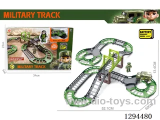 electric military track toy in window box