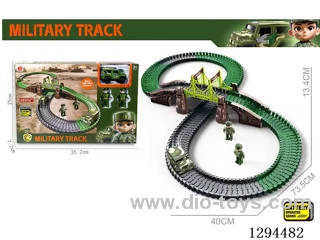 electric military track toy in window box