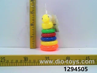 5 Small rings with yellow duck in net bag