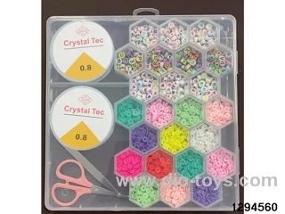 24-compartment honeycomb beaded box (Letter beads + small ceramic shards)