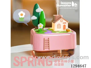 Spring Forest Cabin Humidifier - USB Charging / Continuous Mist / Intermittent Mist / Color-Changing Night Light, Warm Light