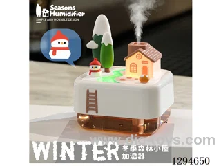 Winter Forest Cabin Humidifier - USB Charging / Continuous Mist / Intermittent Mist / Colorful Night Light, Warm Light