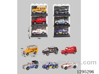 1:64 free wheel Die-Cast Coaster Cars, 6 mixed